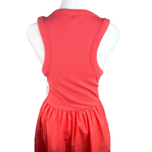 Old Navy Fit & Flare Coral Ribbed Tank Midi Dress Womens Sleeveless Large - Picture 8 of 13